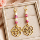 Rosey Pink Earrings in Gold | Mamabug ReCreations - Artisan Jewelry
