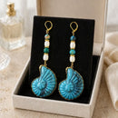Turquoise Shell Earrings with Gold Accents | Mamabug ReCreations - Artisan Jewelry