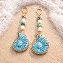 Turquoise Shell Earrings with Gold Accents | Mamabug ReCreations - Artisan Jewelry