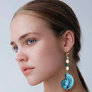 Turquoise Shell Earrings with Gold Accents | Mamabug ReCreations - Artisan Jewelry