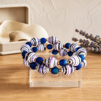 Royal Blue and White/Purple Recycled Bead Bracelet (MW)