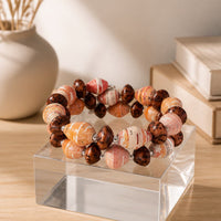 Peachy-Orange & Red Recycled Bead Bracelet (MW)