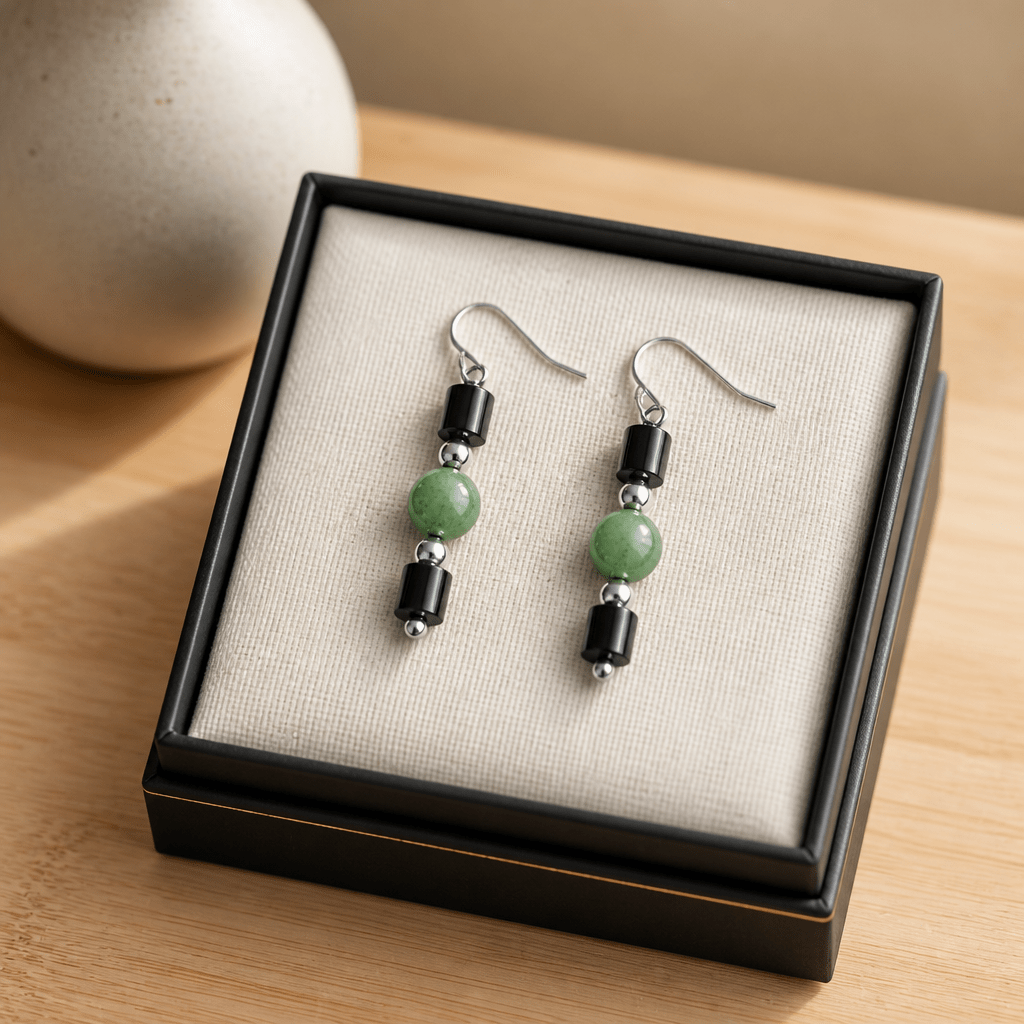 Hemalyke and Green Glass Earrings