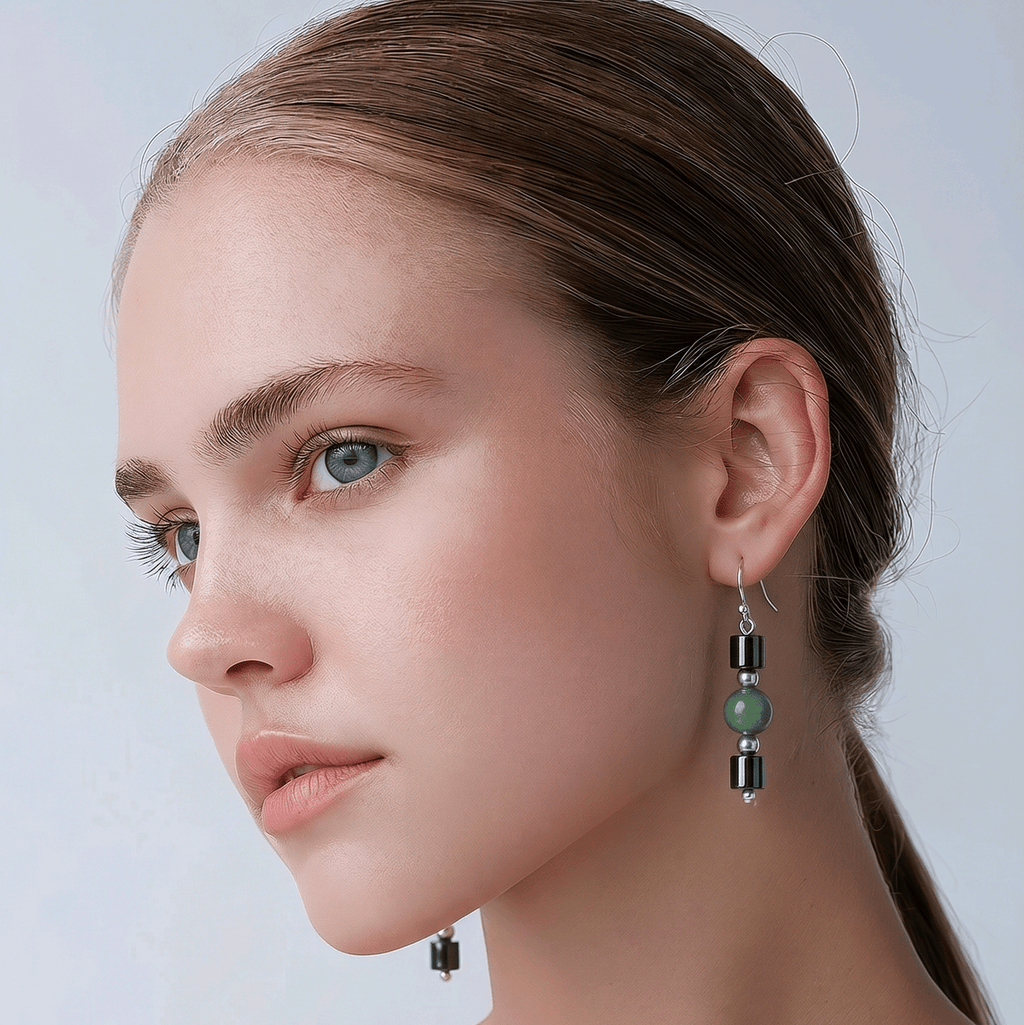 Hemalyke and Green Glass Earrings
