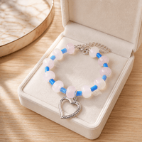 Open Heart Bracelet with Blush Pink and Baby Blue (W)