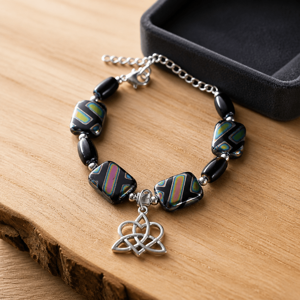 Dichroic Glass with Celtic Heart Knot Bracelet (W)