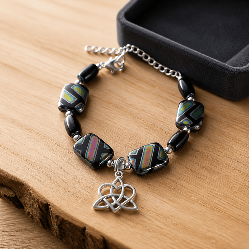Dichroic Glass with Celtic Heart Knot Bracelet (W) | Mamabug ReCreations - Artisan Jewelry