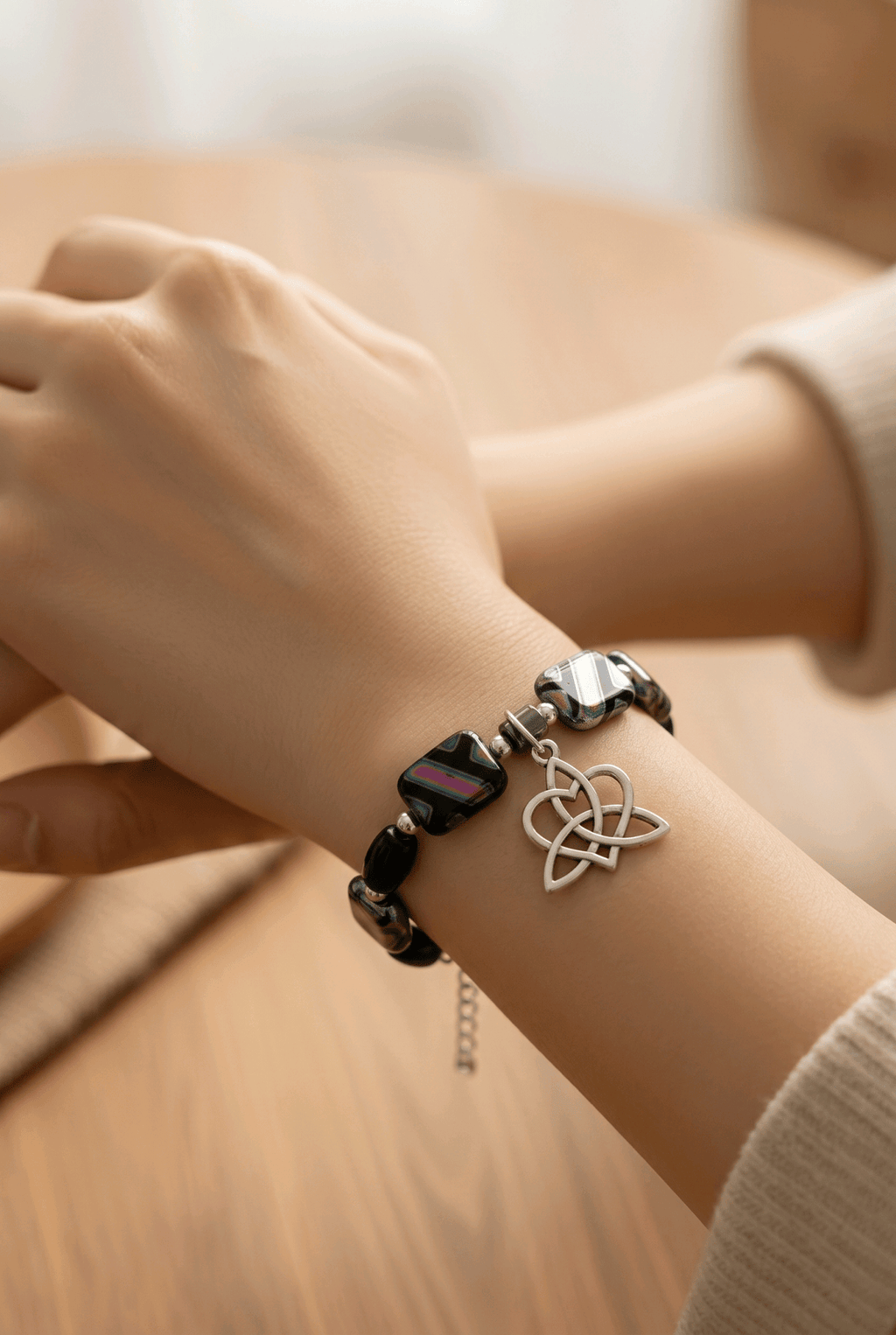 Dichroic Glass with Celtic Heart Knot Bracelet (W)