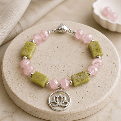 Peridot Jasper Lotus Bracelet (W) | Mamabug ReCreations - Artisan Jewelry