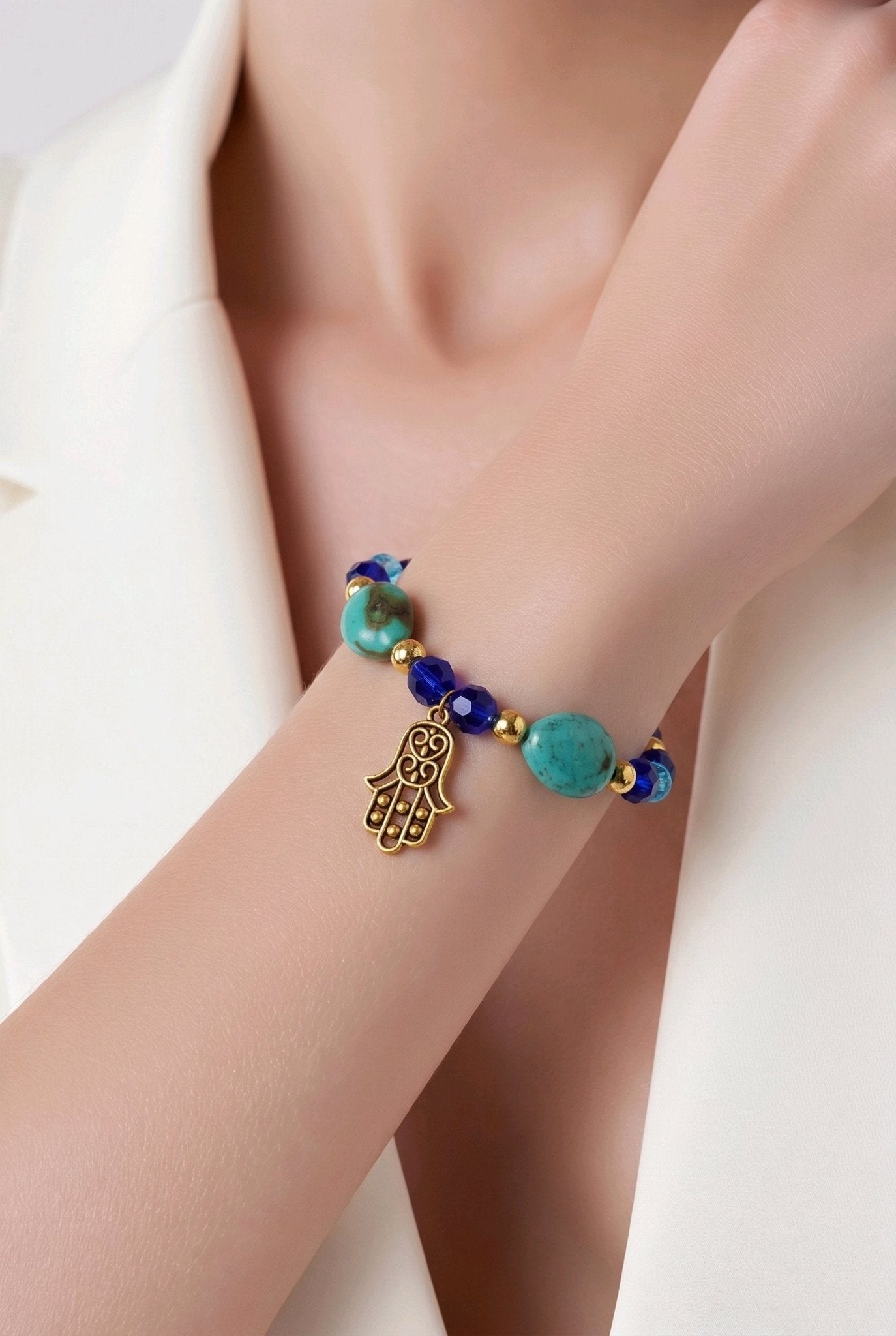 Blue Hamsa Bracelet (W) | Mamabug ReCreations