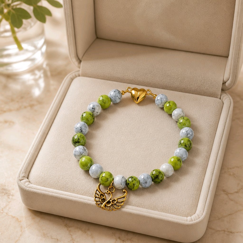 Golden Swan with Green and White Bracelet (W)