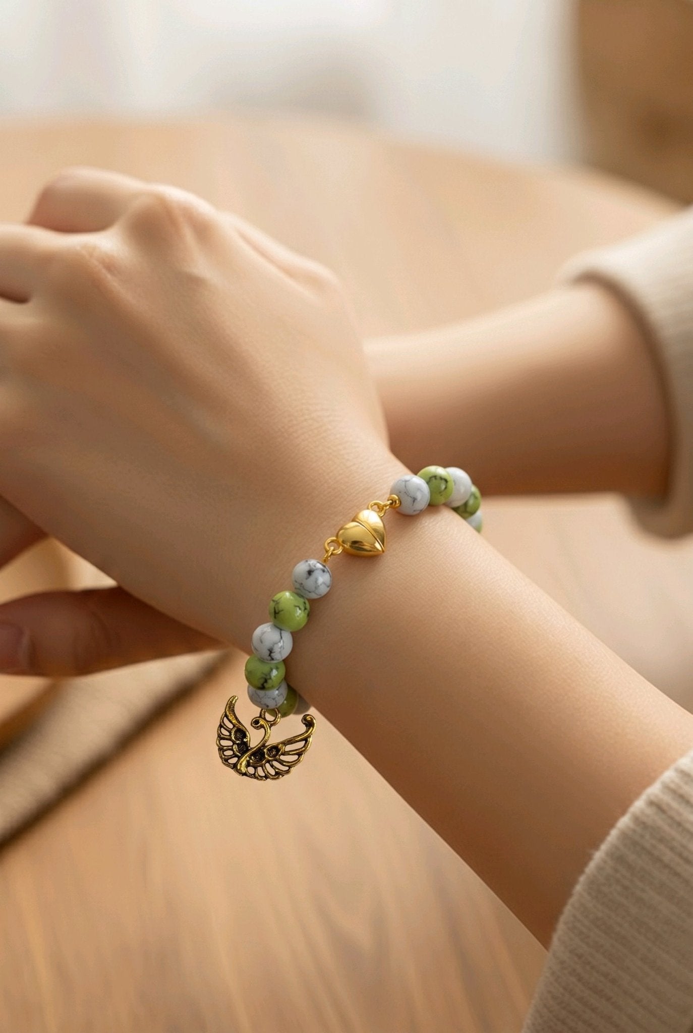 Golden Swan with Green and White Bracelet (W) | Mamabug ReCreations