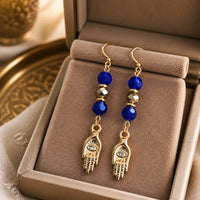 Gold Hamsa (Hand of Fatima) with Crystals Earrings