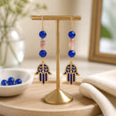 Blue Hamsa — Hand of Fatima with Gold Earrings | Mamabug ReCreations - Artisan Jewelry