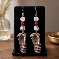 Face Hammered into Copper Earrings