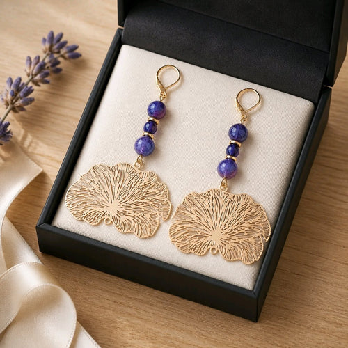 Delicate Golden Lotus Earrings | Mamabug ReCreations - Artisan Jewelry