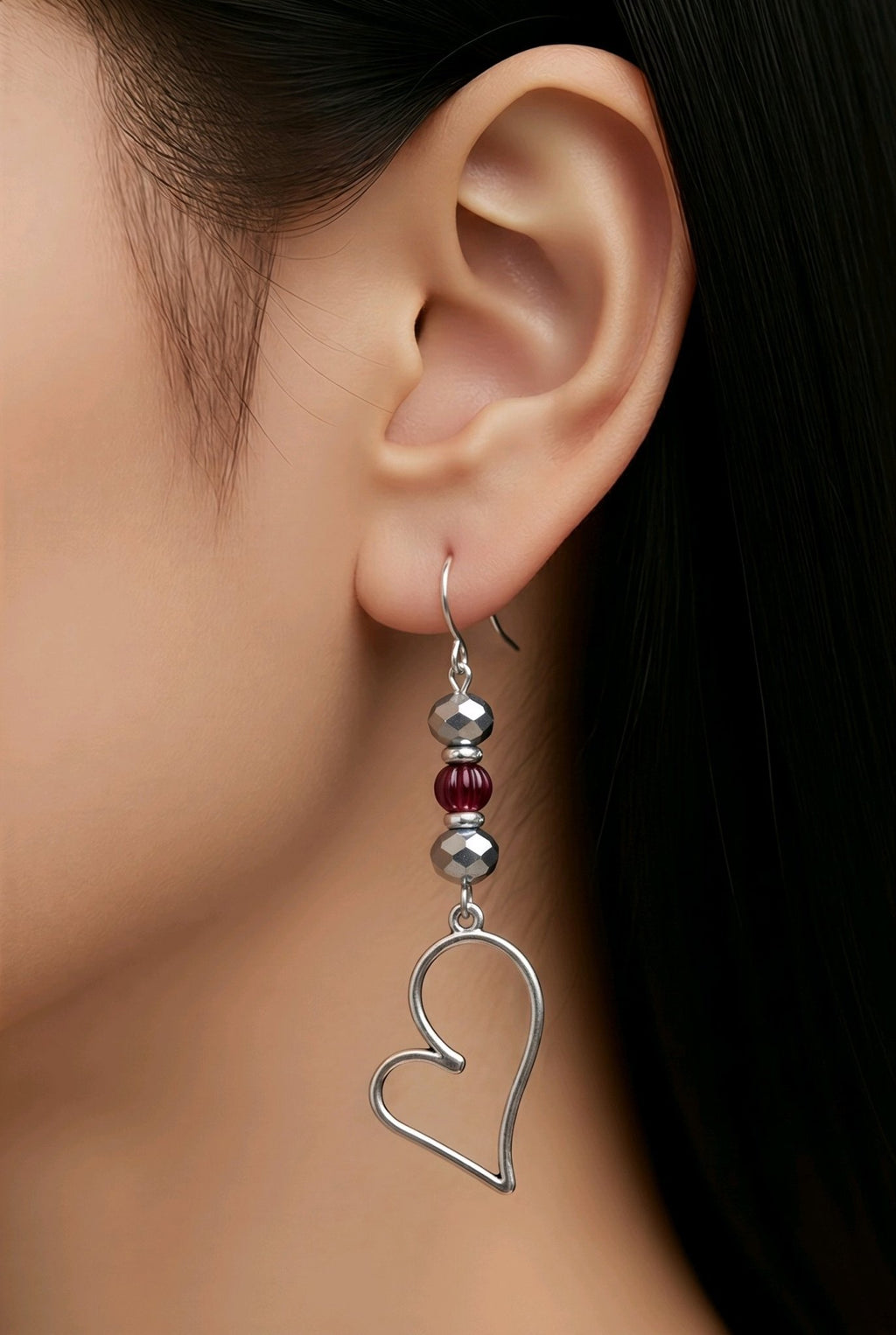 Open Lopsided Heart Earrings