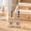 Silver Hammered Heart with Purple Crystal Heart Earrings | Mamabug ReCreations - Artisan Jewelry