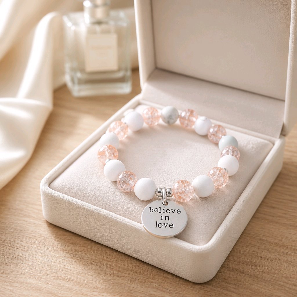 Believe in Love Bracelet - Peach and White (MW)