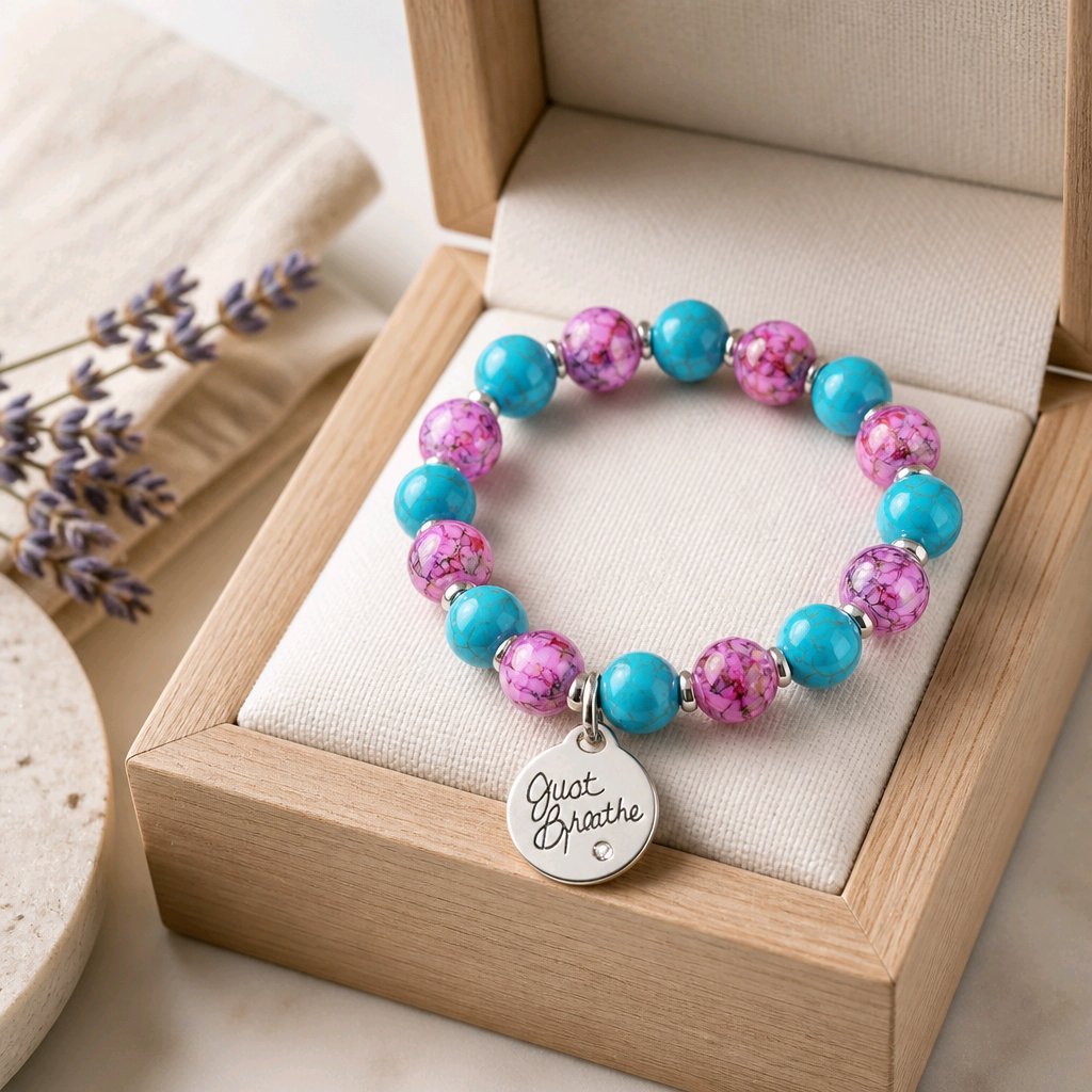 Just Breathe Bracelet in Blue and Pink (MW)