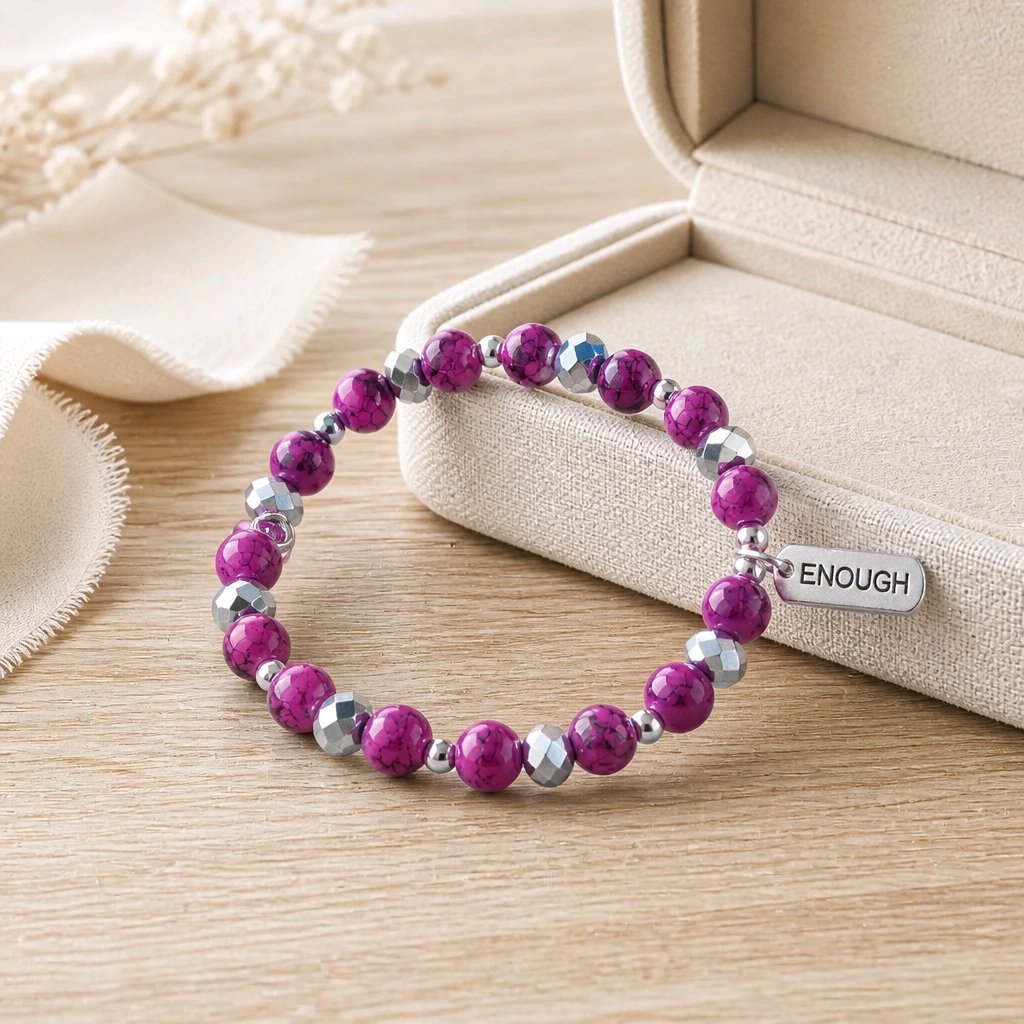 Enough Bracelet in Fuchsia and Platinum (MW)