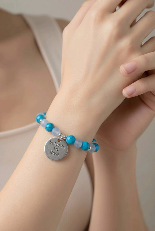 Believe in Love in Blue Bracelet (MW) | Mamabug ReCreations - Artisan Jewelry