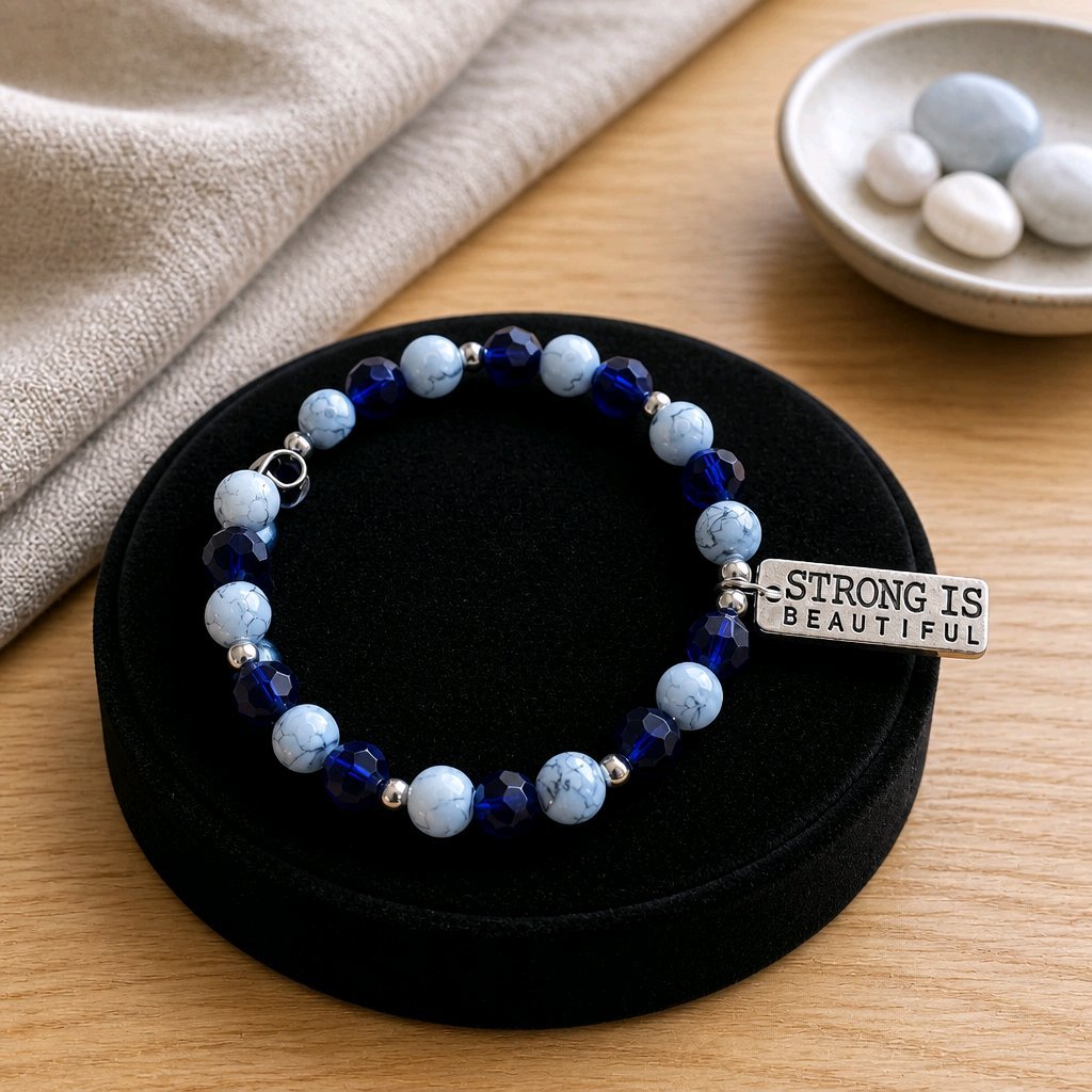 Strong is Beautiful in Blue & White Bracelet (MW)