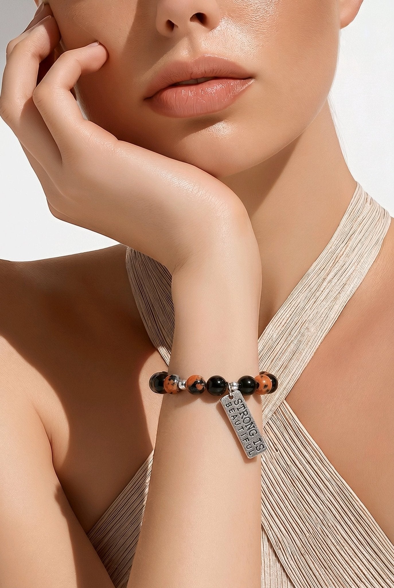 Strong is Beautiful in Orange and Black Bracelet (MW) | Mamabug ReCreations - Artisan Jewelry
