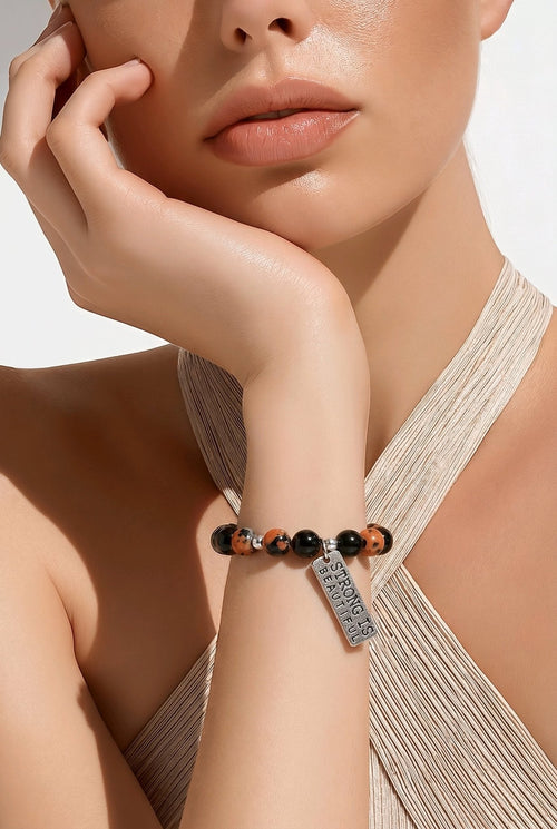 Strong is Beautiful in Orange and Black Bracelet (MW) | Mamabug ReCreations - Artisan Jewelry