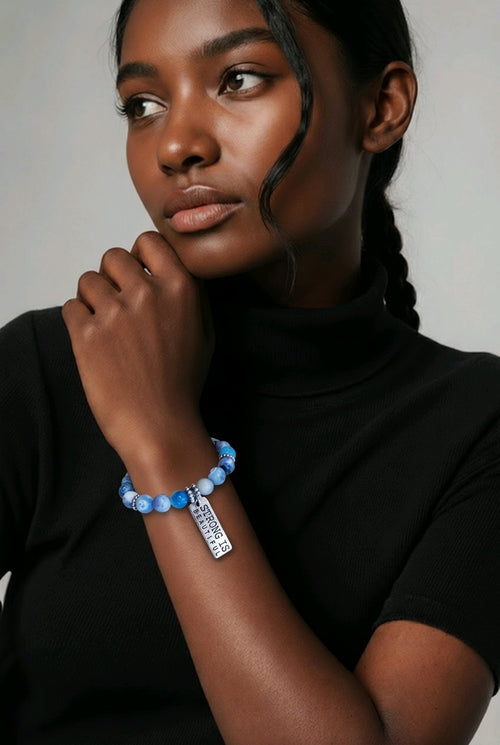 Strong is Beautiful in Blues Bracelet (MW) | Mamabug ReCreations - Artisan Jewelry