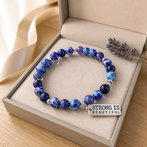 Strong is Beautiful in Purple Splatters Bracelet (MW) | Mamabug ReCreations - Artisan Jewelry