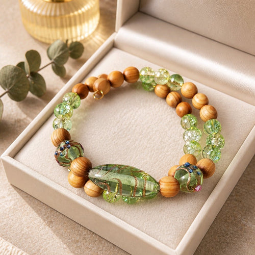 Celery Green Lampwork Beaded Bracelet (MW) | Mamabug ReCreations - Artisan Jewelry
