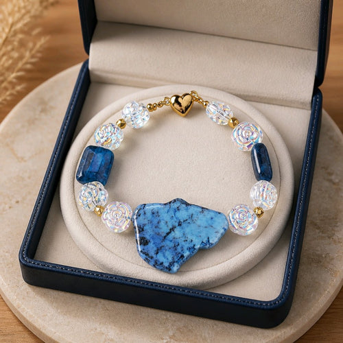 Large Blue Lace Agate Stone Bracelet (W) | Mamabug ReCreations - Artisan Jewelry