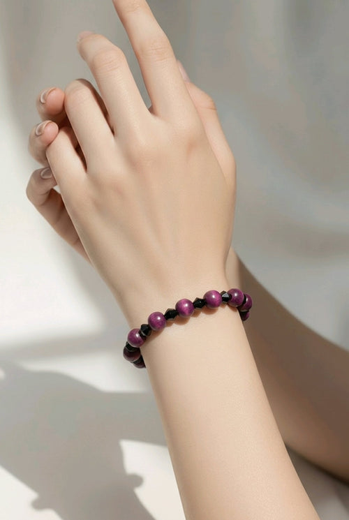 Fuchsia and Black Bracelet (MW) | Mamabug ReCreations - Artisan Jewelry