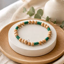 Green and Brown Wooden Bead Bracelet (MW) | Mamabug ReCreations - Artisan Jewelry