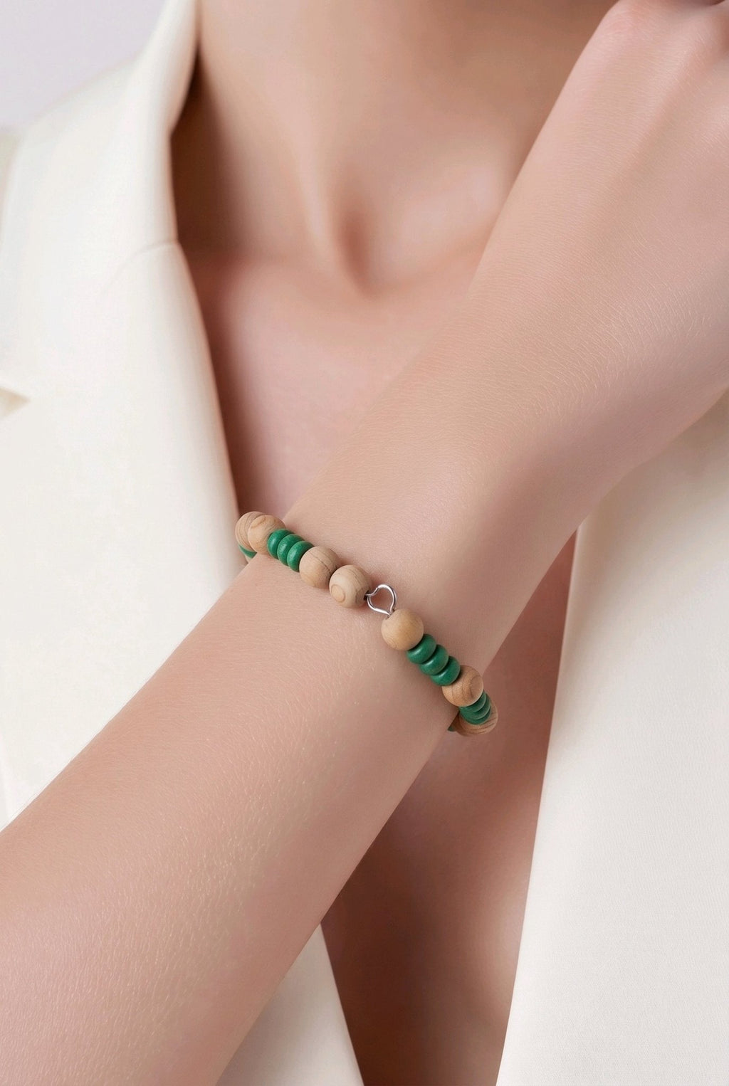Green and Brown Wooden Bead Bracelet (MW)