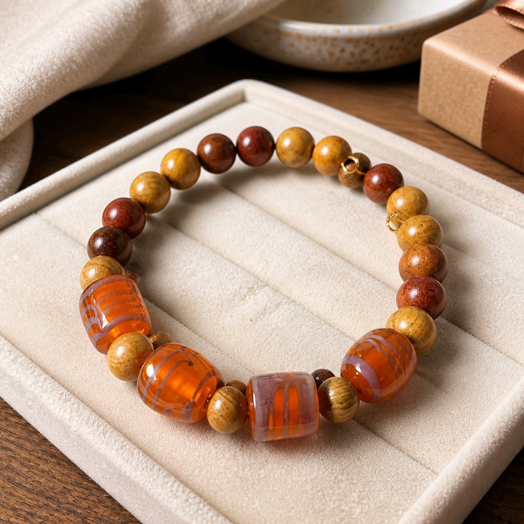 Orange Lampwork Beaded Bracelet (MW)
