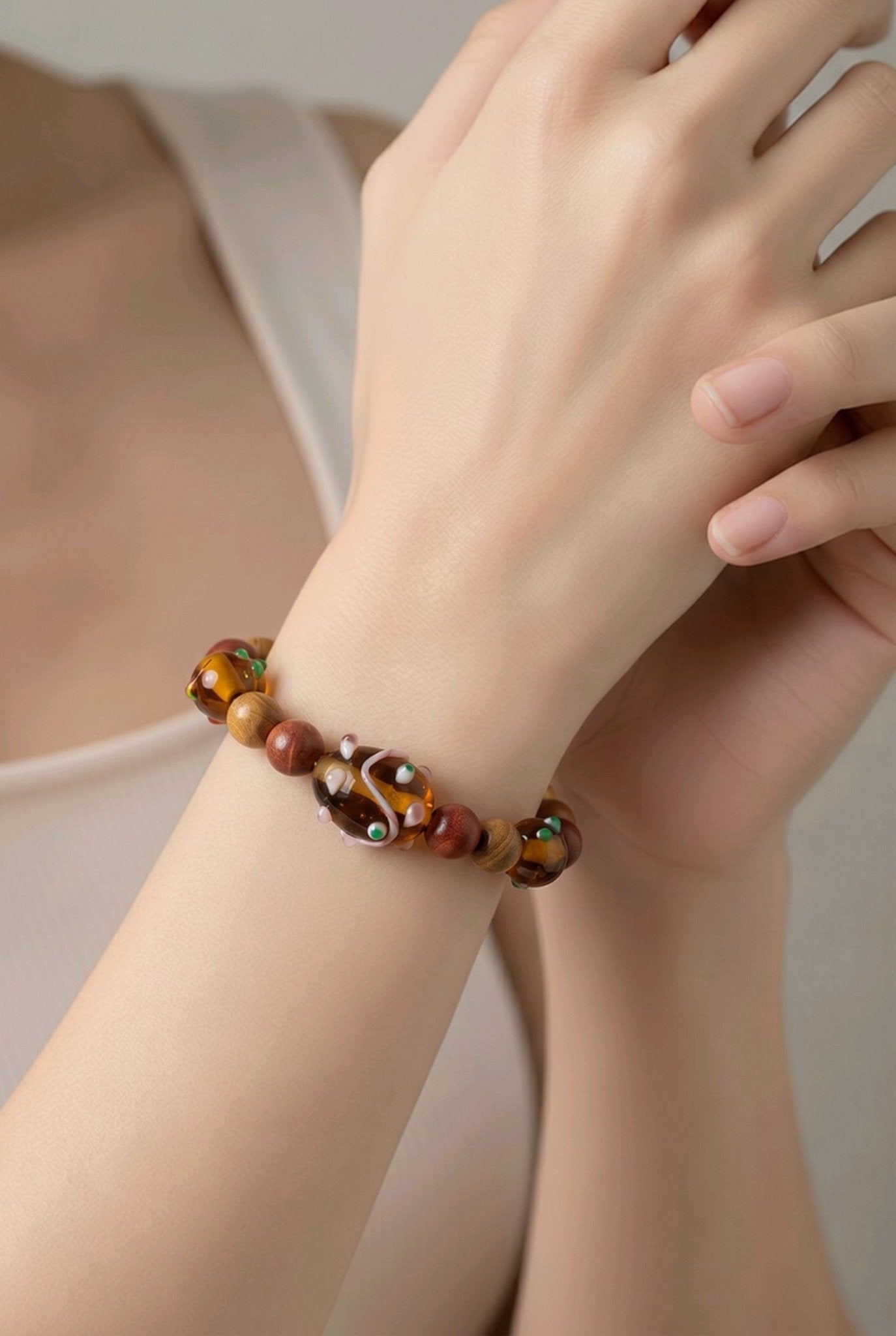Topaz Lampwork Beaded Bracelet (MW) | Mamabug ReCreations - Artisan Jewelry
