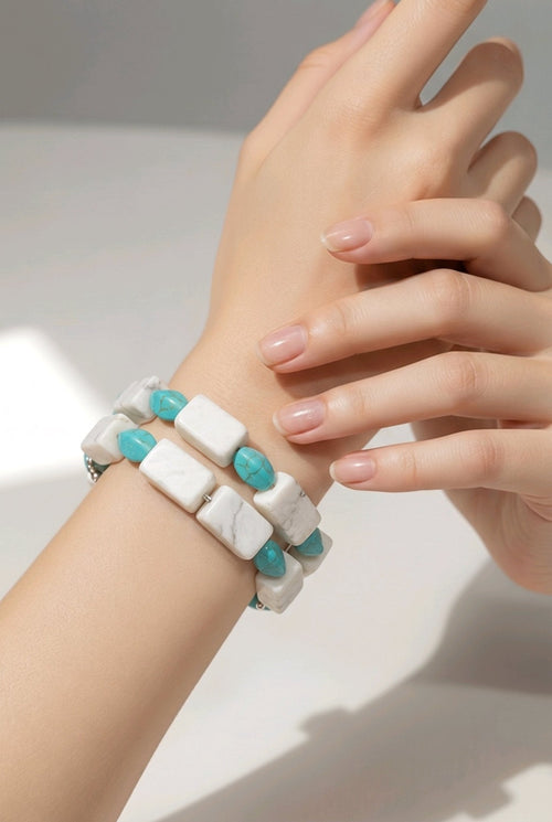 Turquoise and Calcite Stone Bracelet (MW) | Mamabug ReCreations - Artisan Jewelry