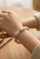 Orange and White Stone Bracelet (MW) | Mamabug ReCreations - Artisan Jewelry