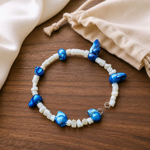 Blue and White Bracelet (MW) | Mamabug ReCreations - Artisan Jewelry