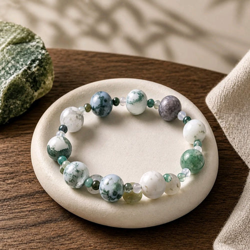 Green and White Marble Bracelet (MW) | Mamabug ReCreations - Artisan Jewelry