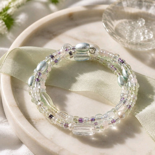 Pearly Pale Seed Bead Bracelet (MW) | Mamabug ReCreations - Artisan Jewelry