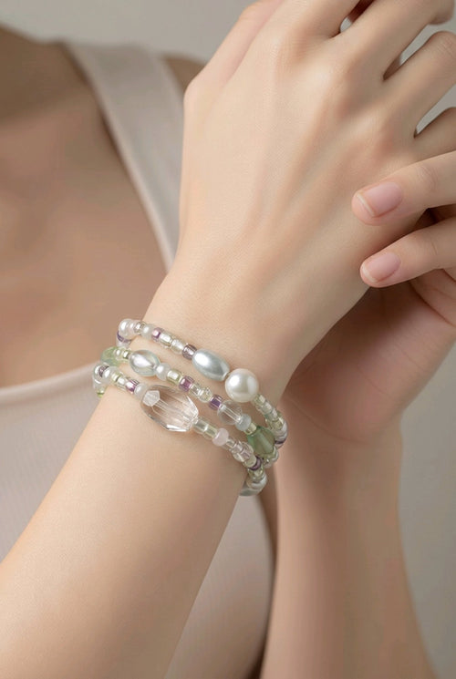 Pearly Pale Seed Bead Bracelet (MW) | Mamabug ReCreations - Artisan Jewelry