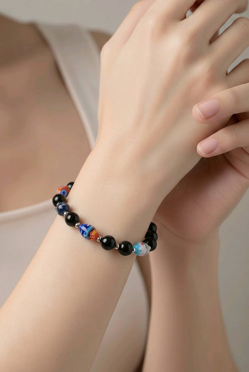 Egg Lampwork Beaded Bracelet (MW) | Mamabug ReCreations - Artisan Jewelry