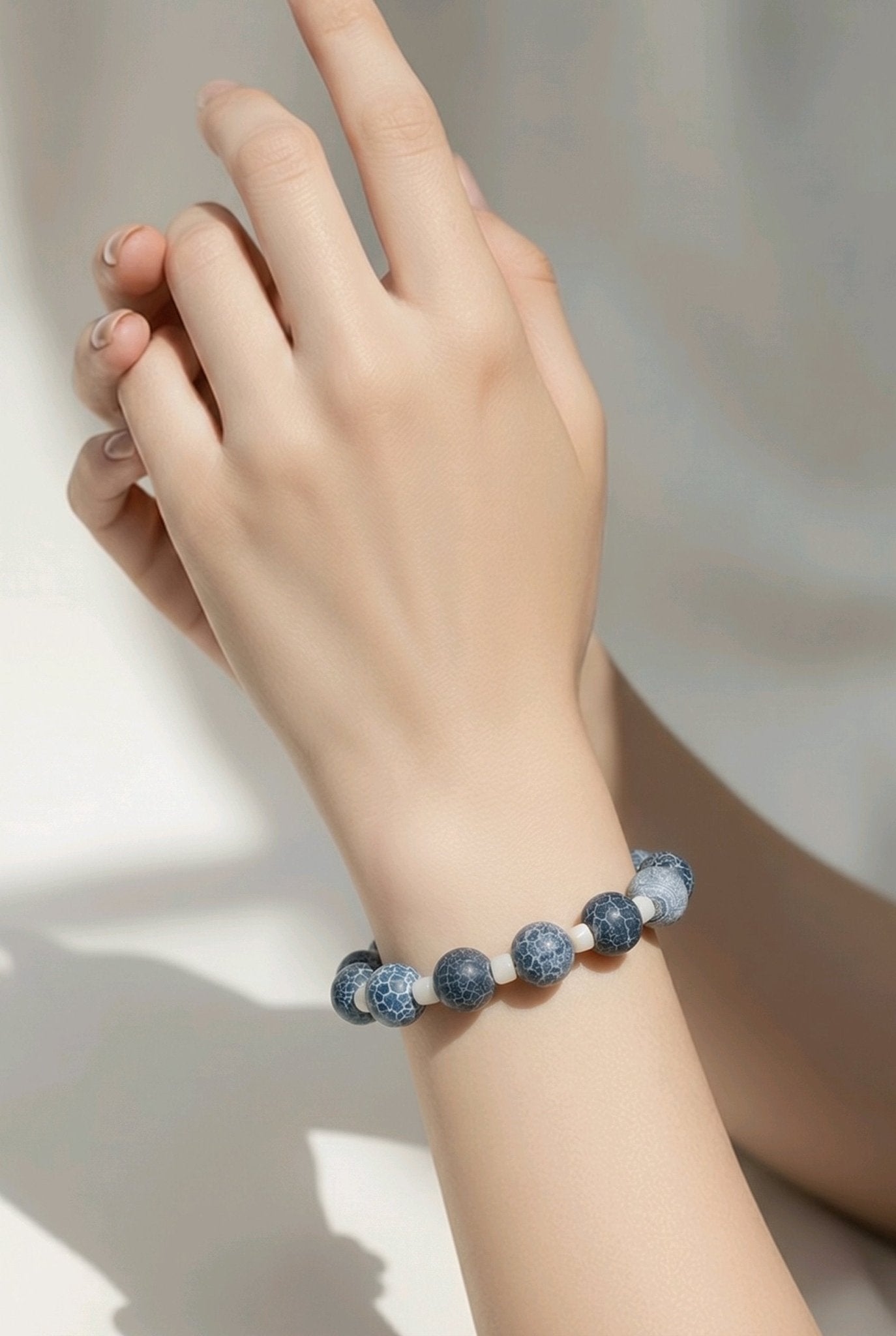 Blue Crackle and White Bracelet (MW) | Mamabug ReCreations - Artisan Jewelry