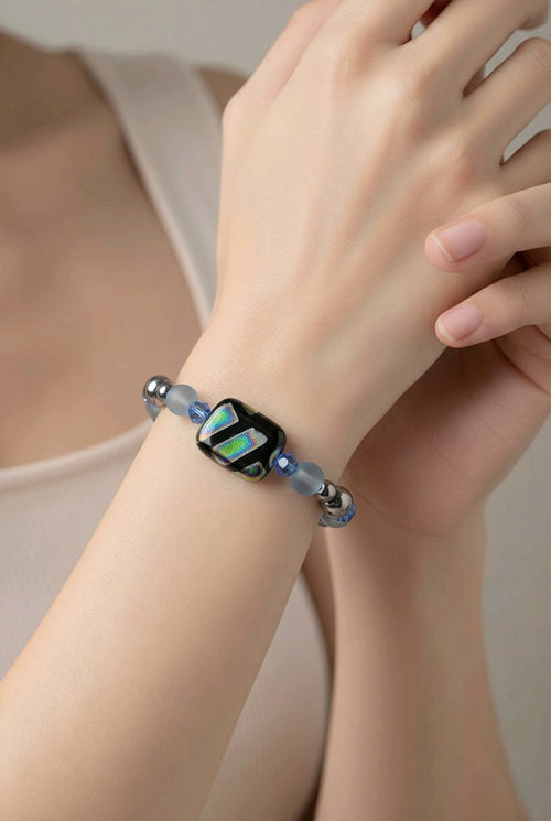 Black Iridescence Bracelet (MW) | Mamabug ReCreations - Artisan Jewelry