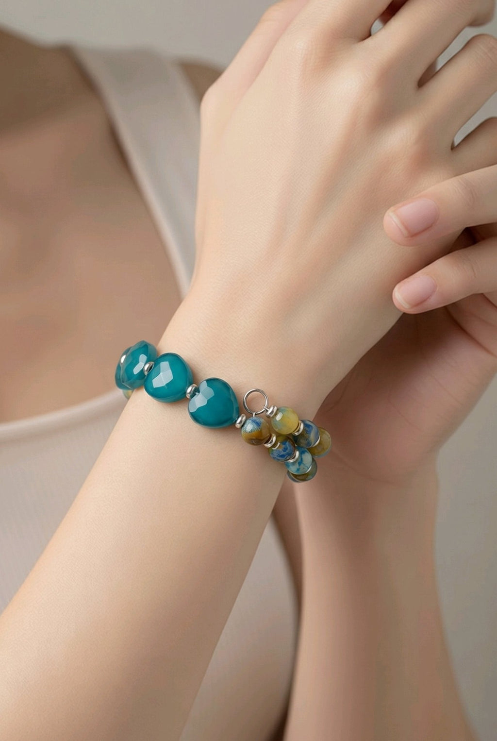 Teal Glass Faceted Bracelet (MW)