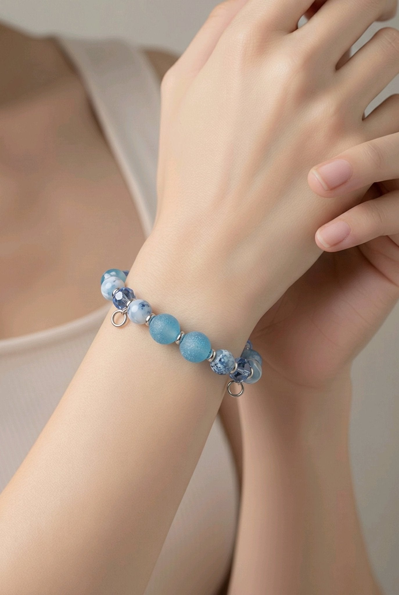 Frosted Blue Bracelet (MW) | Mamabug ReCreations - Artisan Jewelry