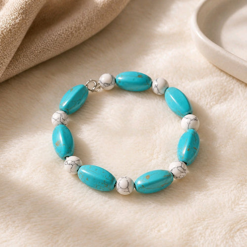 Turquoise and Marble Bracelet (MW) | Mamabug ReCreations - Artisan Jewelry